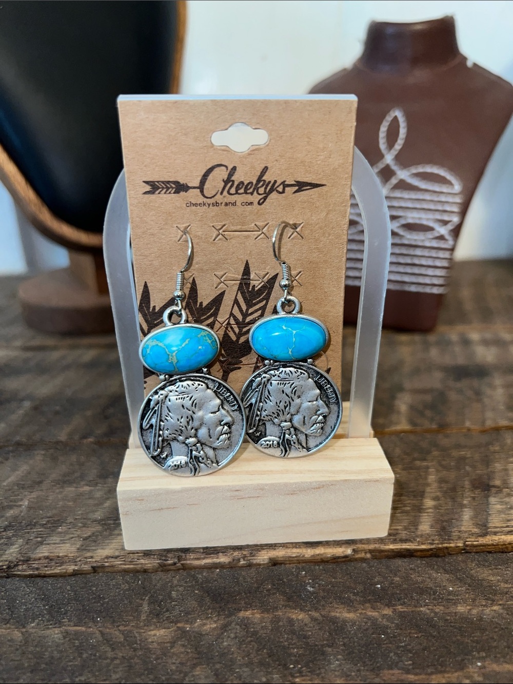 Turquoise & Silver Coin Drop Earrings